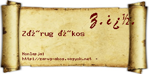 Zárug Ákos névjegykártya
